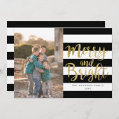 Fotoprogramma's met zwarte & witte streep "Merry & Feestdagenkaart (Voorkant / Achterkant)