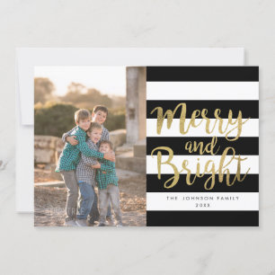 Fotoprogramma's met zwarte & witte streep "Merry & Feestdagenkaart