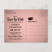 Fotoroze en zwart modern Afstuderen Opslaan datum Briefkaart (Achterkant)