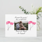 Fotoroze hartballonnen Verloving aankondiging (Staand voorkant)