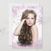 Fotoroze Sparkle Hearts Birthday Invitation Kaart (Voorkant)