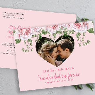 Fotoroze verloving aankondiging briefkaart