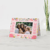 Fotoroze xoxo floral feestdagen kaart (Voorkant)