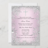 Fotoroze zilver Snowflake Baptism/Christening Kaart (Voorkant)