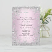 Fotoroze zilver Snowflake Baptism/Christening Kaart (Staand voorkant)