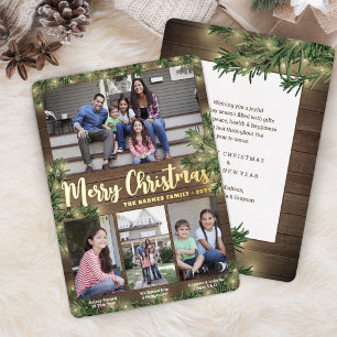 Foto's en bijschriften Christmas Greenery Wood & L Folie Feestdagenkaart