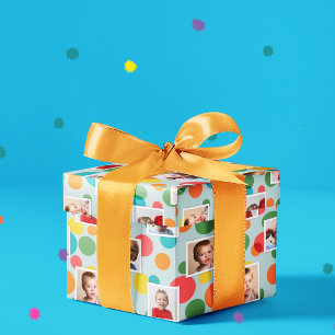 Foto's en Polka Dots Jongens Verjaardag Cadeaupapier