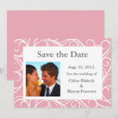 Foto's en zwemmers Sla de datum op (roze) Save The Date (Voorkant / Achterkant)