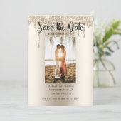 Foto's met Glitter Modern Verloving Save The Date (Staand voorkant)