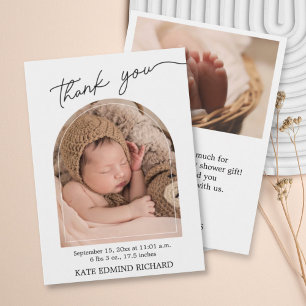 Foto's met handgeschreven Baby shower Bedankkaart