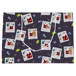 Foto's met kerstcadeau tas groot cadeauzakje