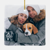 Foto's met moderne script, eerste Kerstmis Keramisch Ornament (Achterkant)