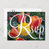 Foto's met rode en gele tulpen - hedendaags RSVP Uitnodiging Briefkaart (Voorkant / Achterkant)