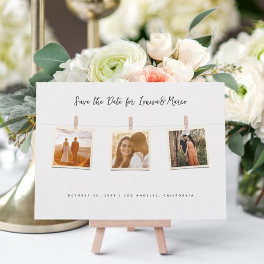 foto's op waslijncollage  save the date