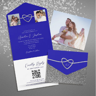 Foto's Royal Blue Wedding QR-code All In One Uitnodiging