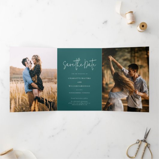 Foto's Script Modern Wedding Save The Date Kaart (Binnen)