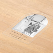 Foto's Sla de datum op Modern Script Wedding Acryl Uitnodigingen (Laagn)