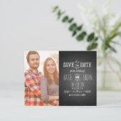 Foto's Sla de datums op | zwart krijtbord Aankondigingskaart (Staand voorkant)