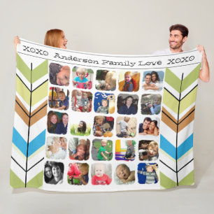 Foto's van de Collage Familie Foto's Fleece Deken