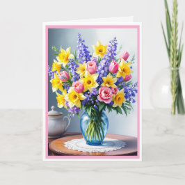 Foto's van de eerste Moederdag Spring Flowers Kaart