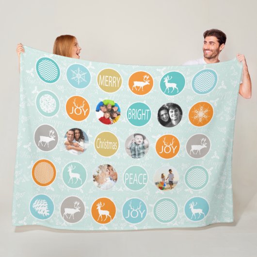 Foto's van de Rustic Holiday Pattern-kerstfamilie Fleece Deken (In situ)