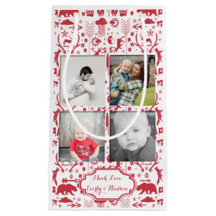 Foto's van de Rustic Red Fox Pattern-kerstfamilie Klein Cadeauzakje