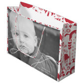 Foto's van de Rustic Red Fox Pattern-kerstfamilie Large Cadeautasje (Voorkant Gekanteld)