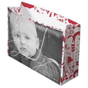 Foto's van de Rustic Red Fox Pattern-kerstfamilie Large Cadeautasje