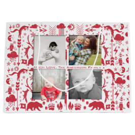 Foto's van de Rustic Red Fox Pattern-kerstfamilie Large Cadeauzakje