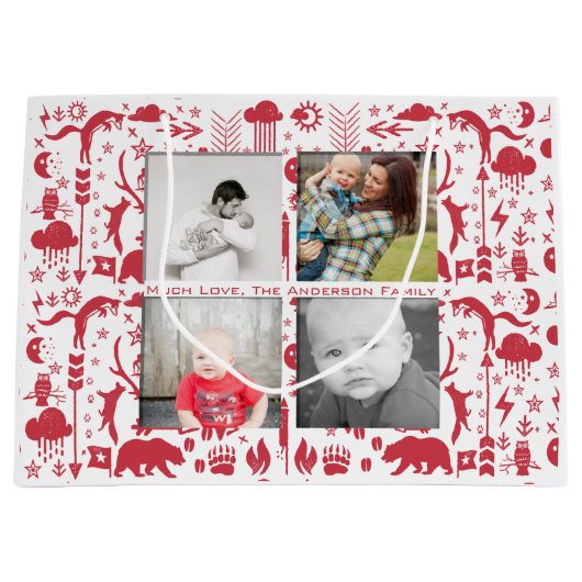 Foto's van de Rustic Red Fox Pattern-kerstfamilie Large Cadeauzakje (Voorkant)