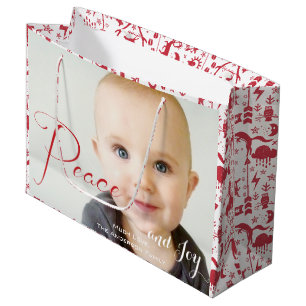 Foto's van de Rustic Red Fox Pattern-kerstfamilie Large Cadeauzakje
