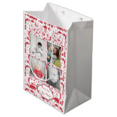 Foto's van de Rustic Red Fox Pattern-kerstfamilie Medium Cadeauzakje (Voorkant Gekanteld)