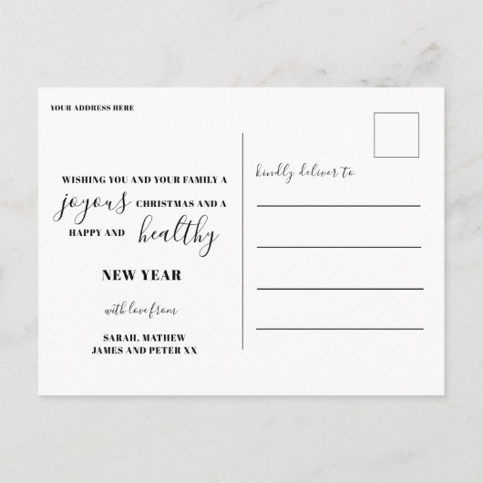 Foto's van Merry and Bright Gold Script Collage Briefkaart (Achterkant)