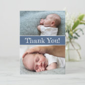 Foto's van Modern Blue Baby Hartelijk dank Aankondiging (Staand voorkant)