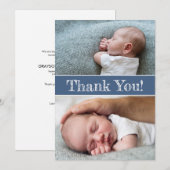 Foto's van Modern Blue Baby Hartelijk dank Aankondiging (Voorkant / Achterkant)