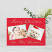 Foto's van onze eerste kerstdag 2 feestdagenkaart (Staand voorkant)