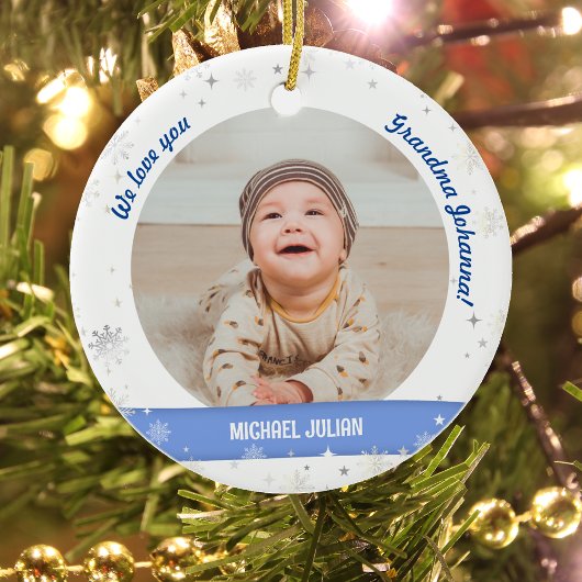 Foto's van twee jongens Grootma Cute First Kerstma Keramisch Ornament
