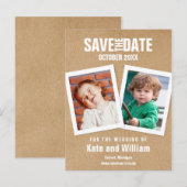 Foto's voor kinderen Rustic Kraft Save the Date Aankondigingskaart (Voorkant / Achterkant)