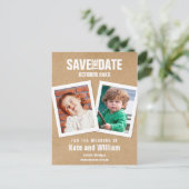 Foto's voor kinderen Rustic Kraft Save the Date Aankondigingskaart (Staand voorkant)