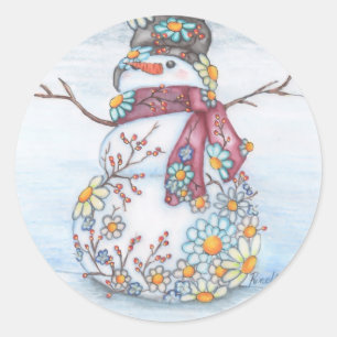 fotoscape sneeuwman ronde sticker