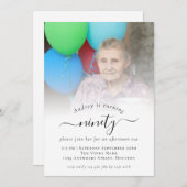 Fotoscript 90e verjaardag Party uitnodiging (Voorkant / Achterkant)