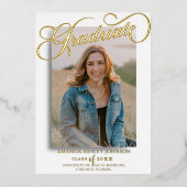 Fotoscript Afstuderen zwart wit Afstuderen Folie Uitnodiging (Voorkant)