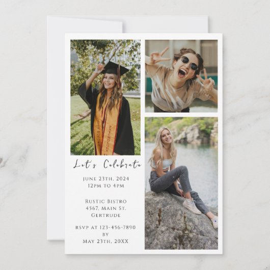 Fotoscript Afstuderen zwart wit Afstuderen Kaart (Achterkant)