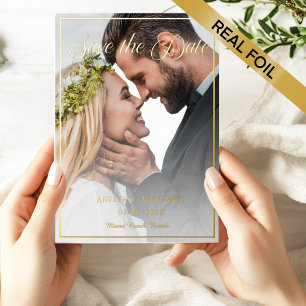 Fotoscript De datum opslaan Folie Uitnodiging