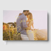 Fotoscript Handtekening Elegant Zwart Bruiloft Gastenboek (Voorkant)