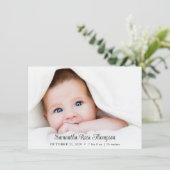 Fotoscript Nieuwe Baby Geboorte Aankondiging Kaart (Staand voorkant)