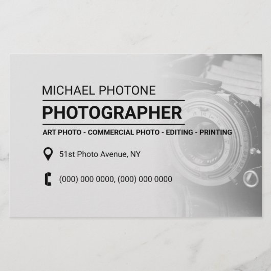 Fotoservices met flitsende stijl, helder flyer (Voorkant)