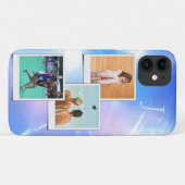 Fotosjabloon Blauw Marmer Roze Hue Monogram Case-Mate iPhone Case (Achterkant (horizontaal))