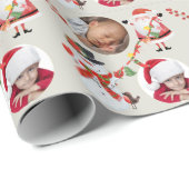 Fotosjabloon grootouder Santa Snowman Silver Cadeaupapier (Rol Hoek)