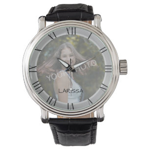 Fotosjabloon Monochrome grijze Eenvoudige aangepas Horloge